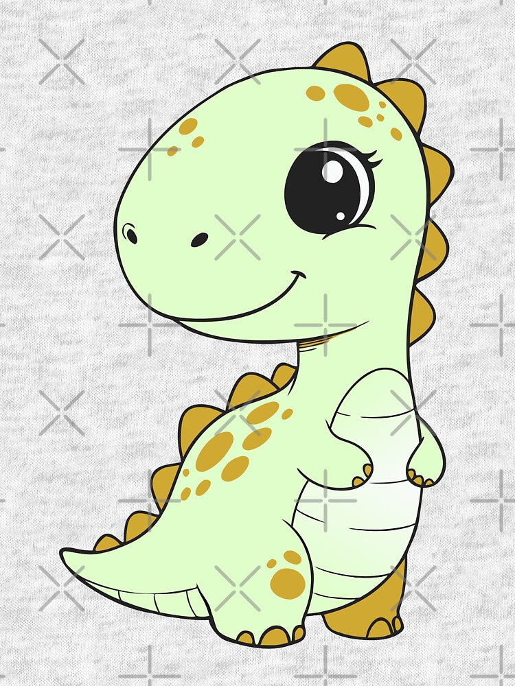 Cute Green Cartoon Dinosaur Art by IN Tales