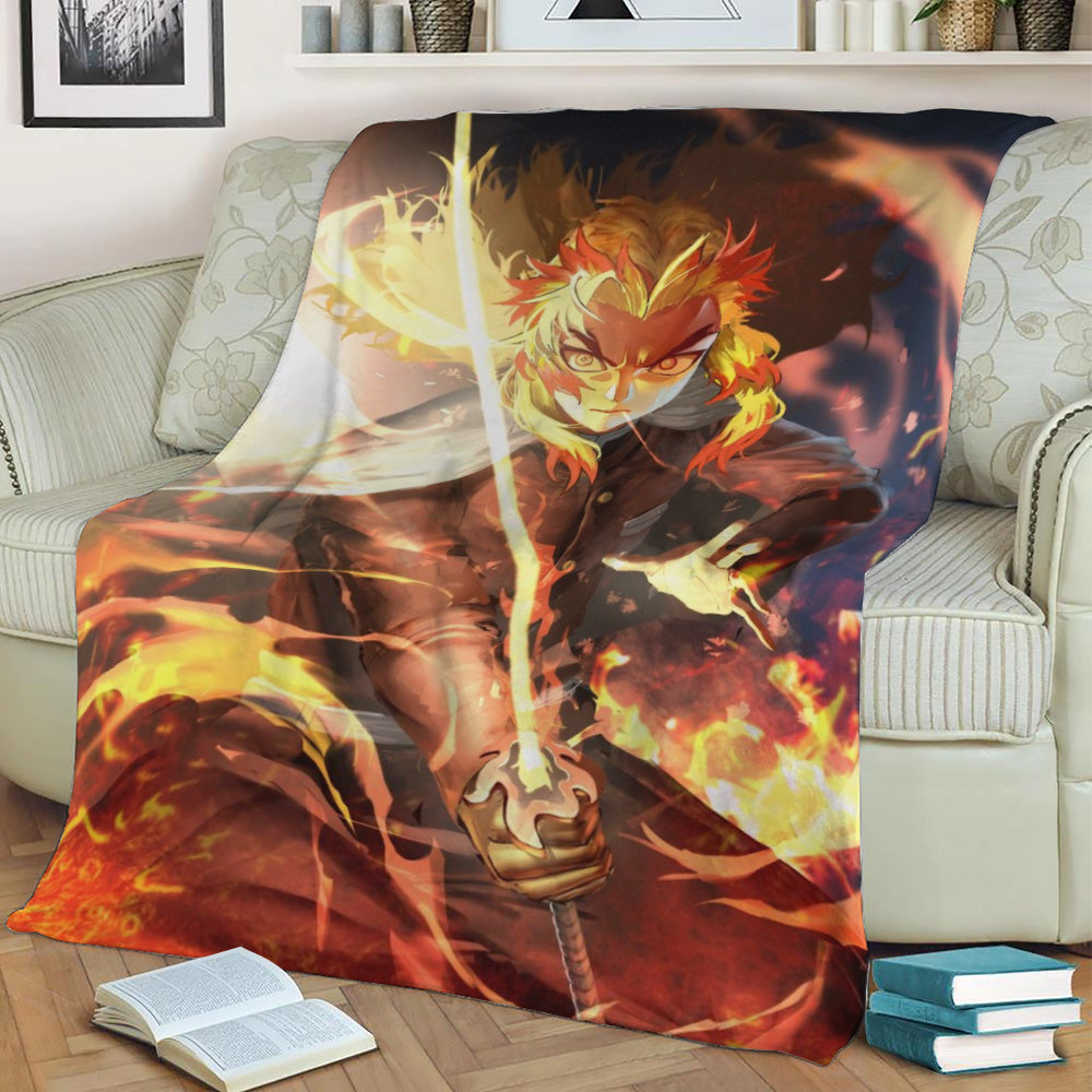 rengoku Fleece Throw Blanket