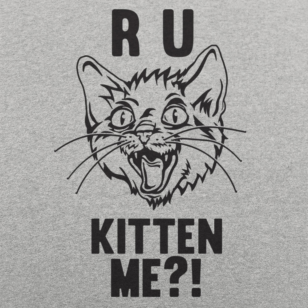 R U Kitten Me Wild Eyed Hissing Cat Face Pun