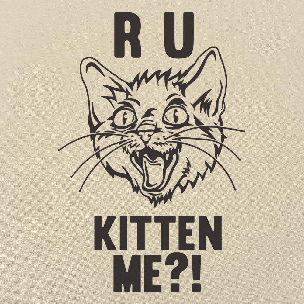 R U Kitten Me Wild Eyed Hissing Cat Face Pun