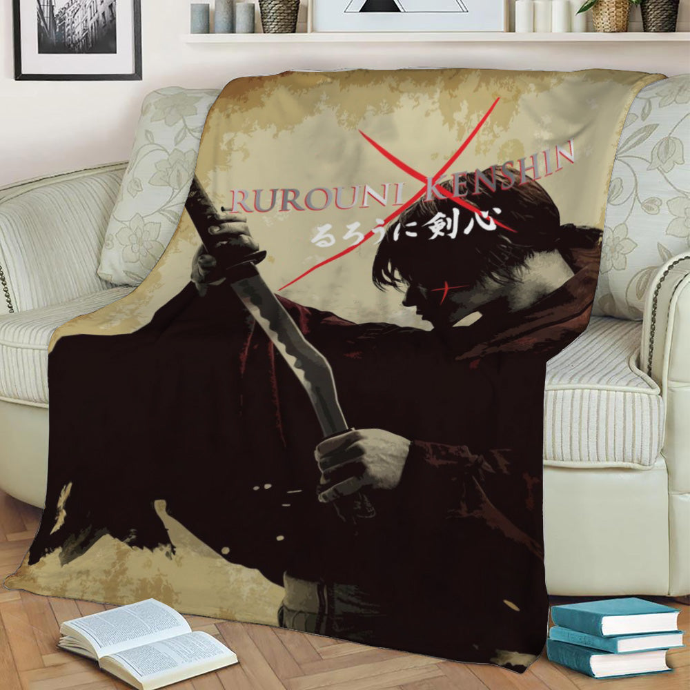 ruroni kenshin art 6 Fleece Throw Blanket