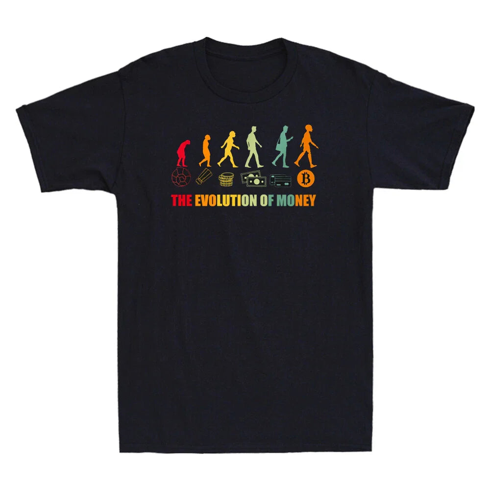 The Evolution Of Money Funny BTC   Meme Novelty Men's Black Cotton T-Shirt