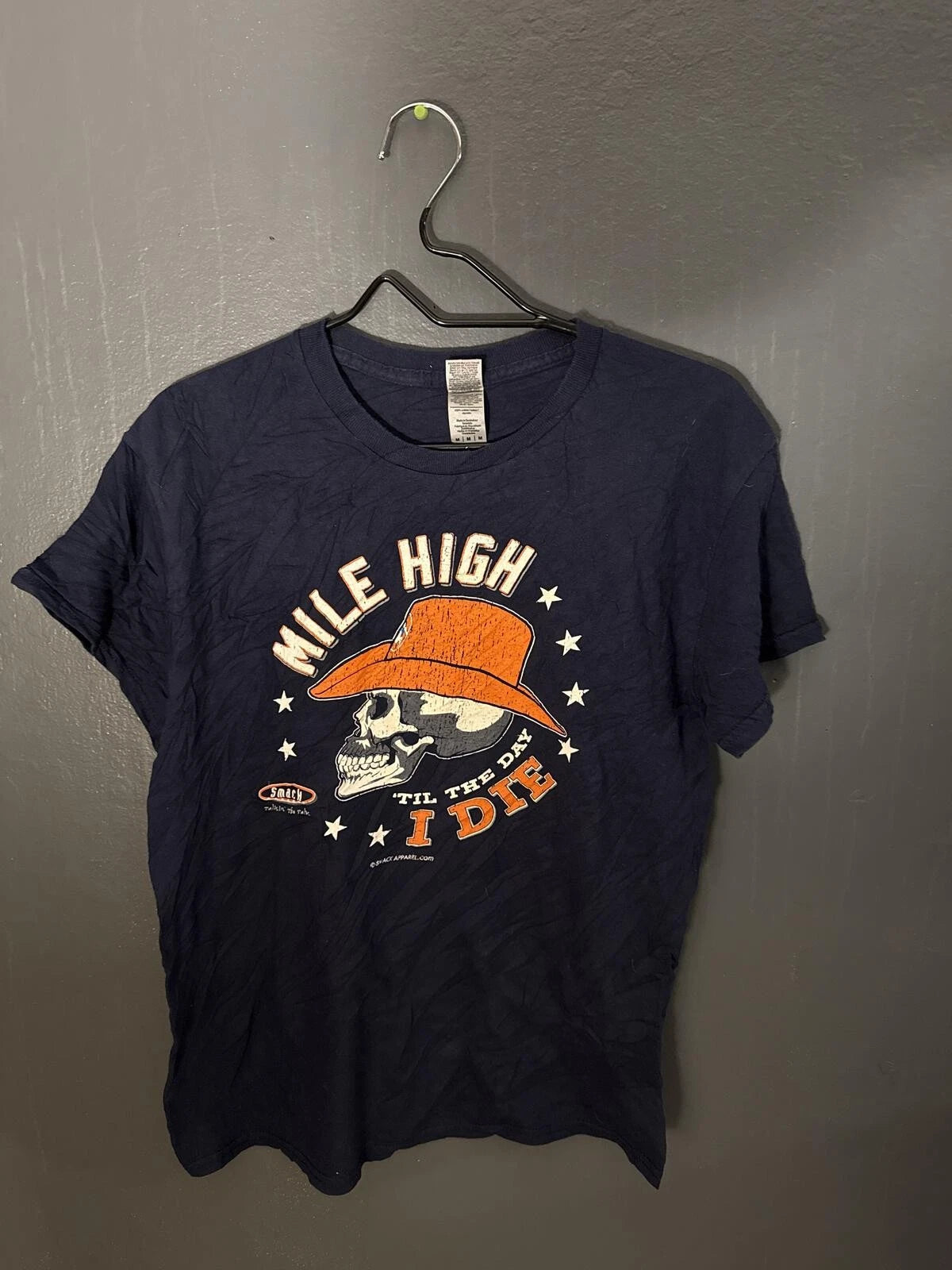 Gildan Navy Cotton Graphic Skull Tee, Medium, Casual Streetwear