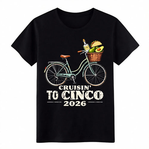 "Cruisin' to Cinco 2026" Cinco de Mayo Bicycle T-Shirt, Fiesta Tee