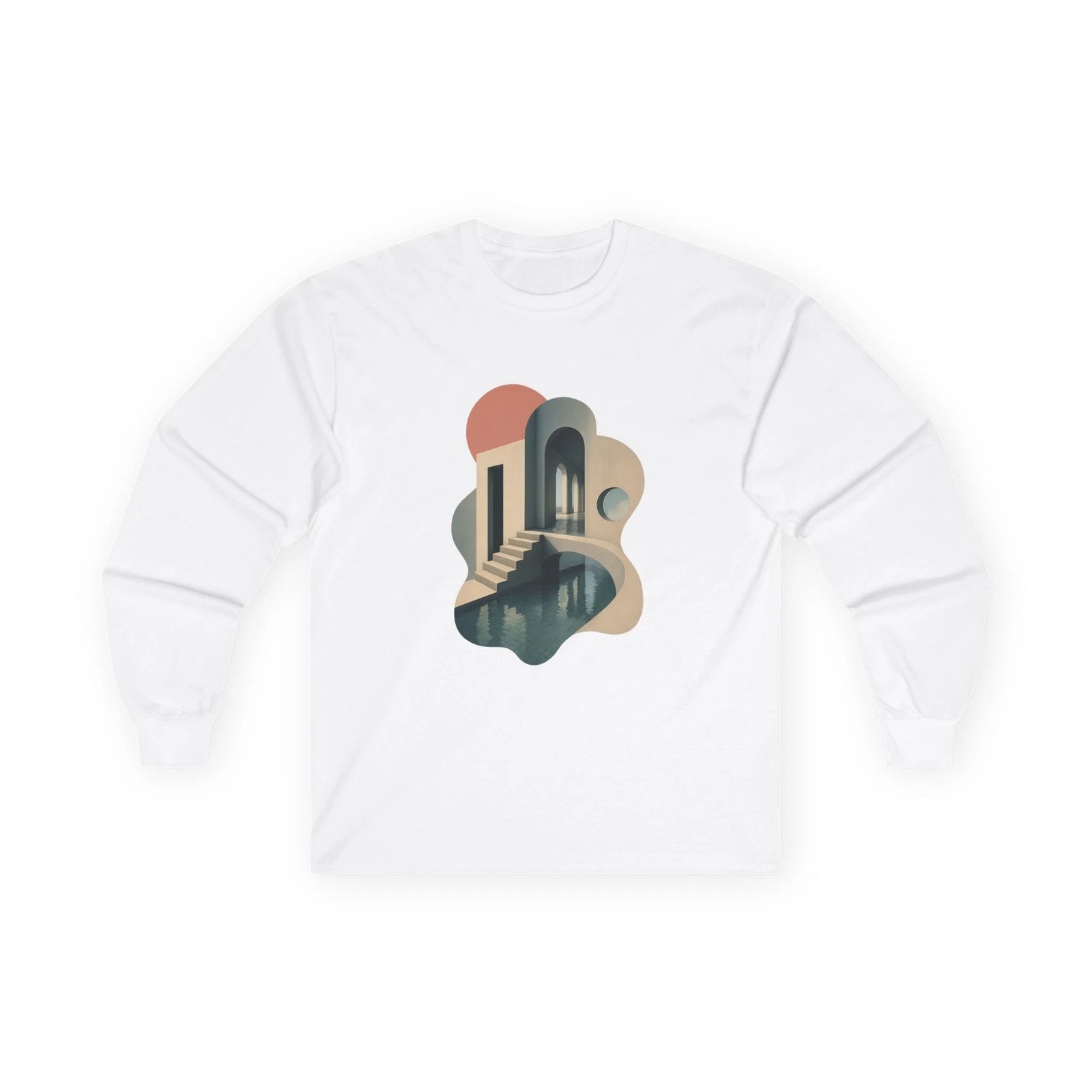 Modern Abstract Architecture long sleeve tee | minimalist stairway art