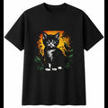 Airbrush Kitten in Nature Cat Mens T-Shirt Black 100% Cotton Kawaii Adorable