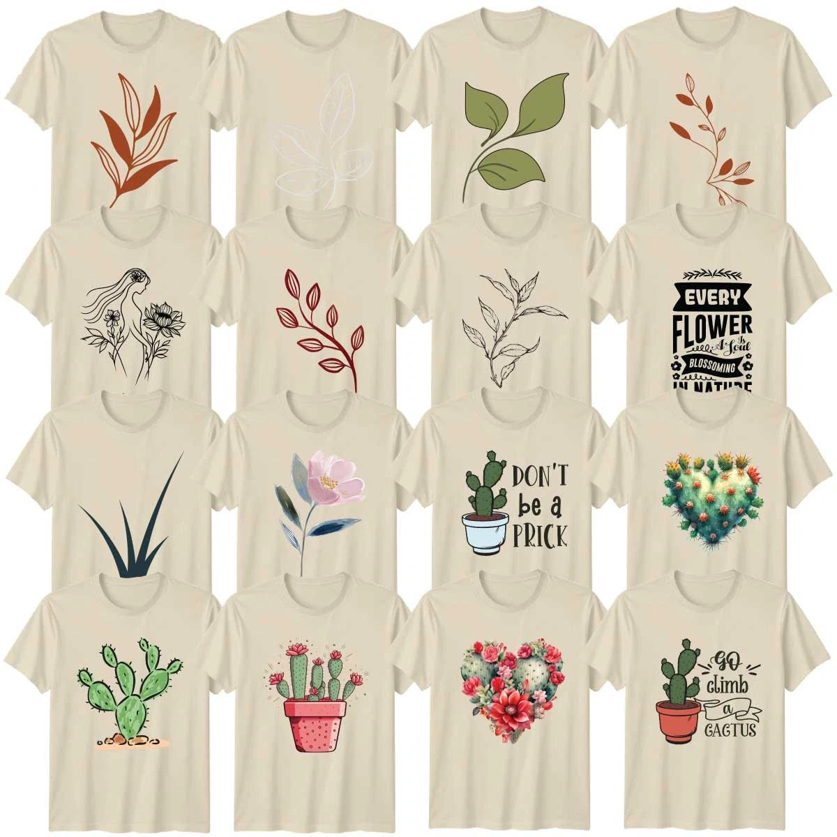 Gardening Floral Abstract Art Adult T-Shirt Cottagecore Cactu Birthday Gift