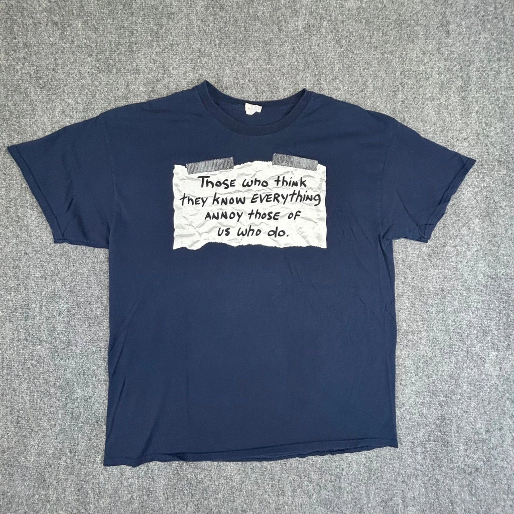 Gildan Heavy Cotton Navy Blue Sarcastic Graphic T-Shirt Know Everything XL