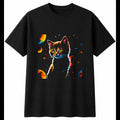 Psychedelic Kitten in Moonlight Cat Cute Mens T-Shirt Black 100% Cotton Adorable