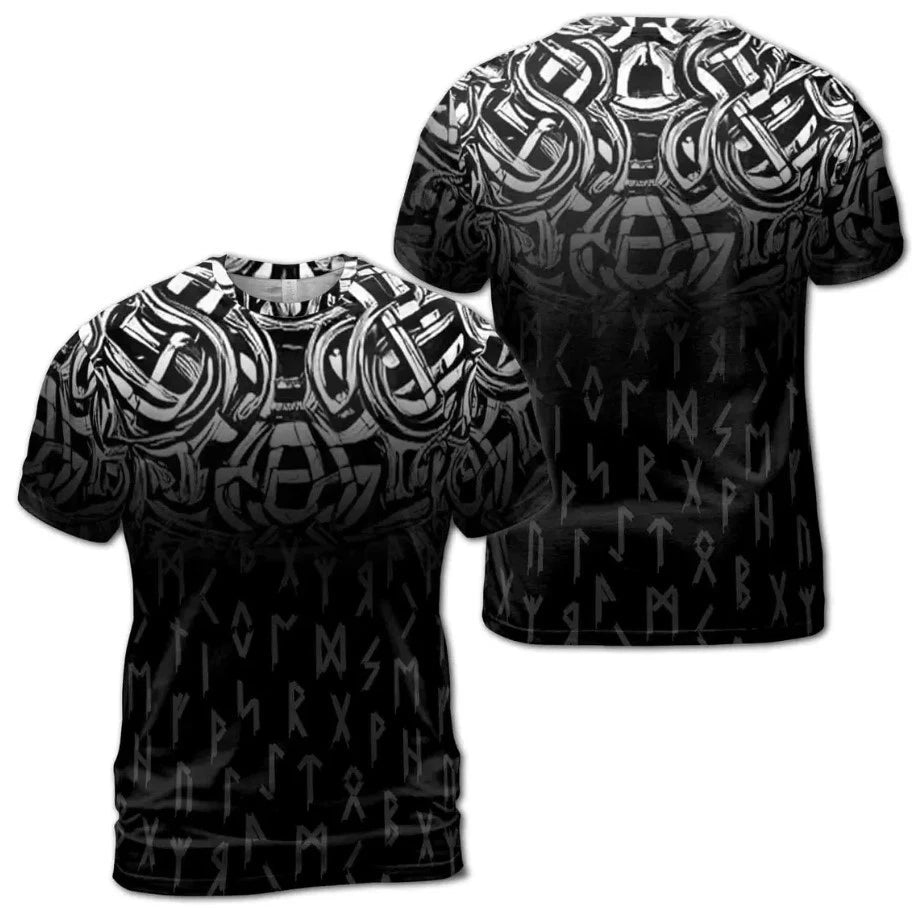 Runer Viking Dark Tribal Pattern Grunge Men's T-shirt S-5XL