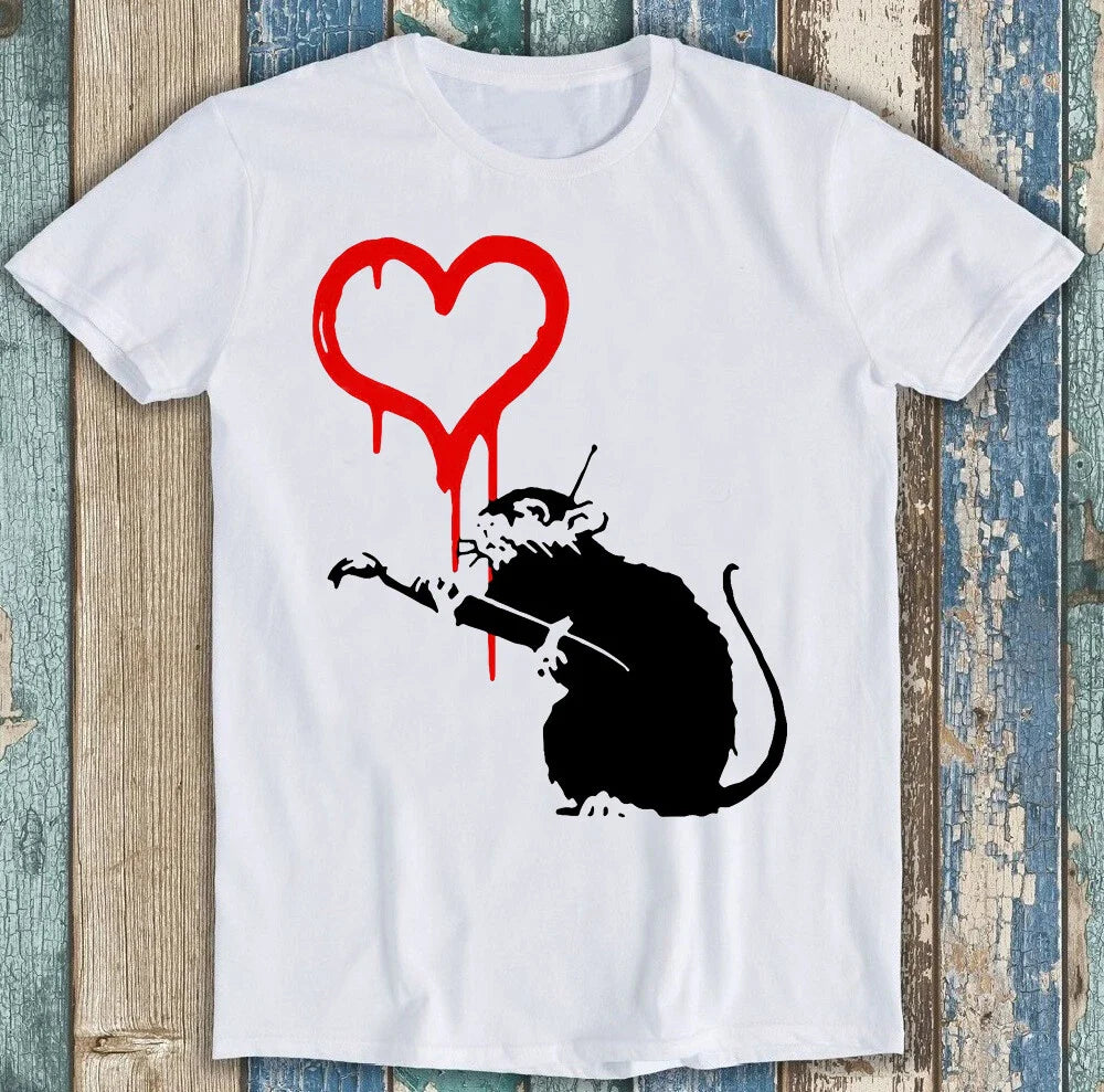 Banksy Inspired Painting Artist Rat Art Funny Meme Gift Tee Cult T Shirt M1748