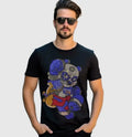 New Fashion Rhinestones Bear Short Sleeve Luxury Men Black White T-Shirt