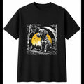 Botanical Puppy in Moonlight Dog Cute Mens T-Shirt Black 100% Cotton Kawaii
