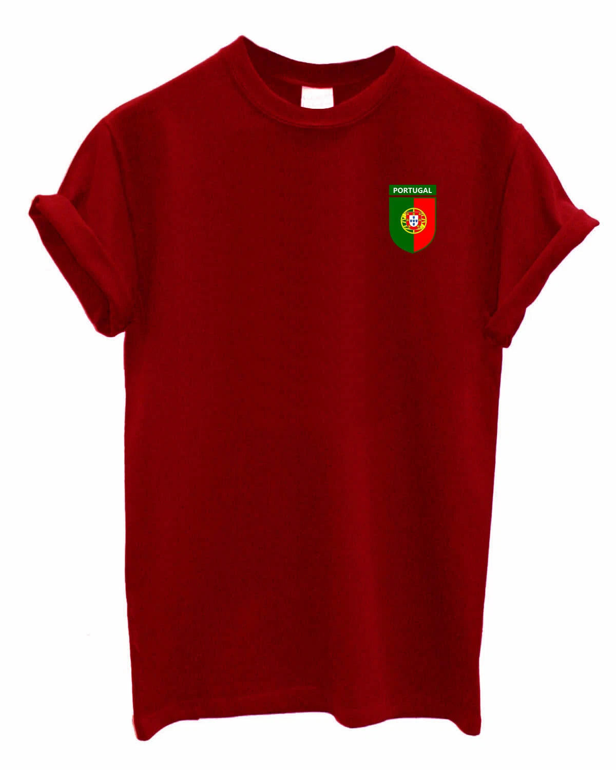 Portugal Team Crest Crew neck Tshirt Support your Country football rugby cricket
