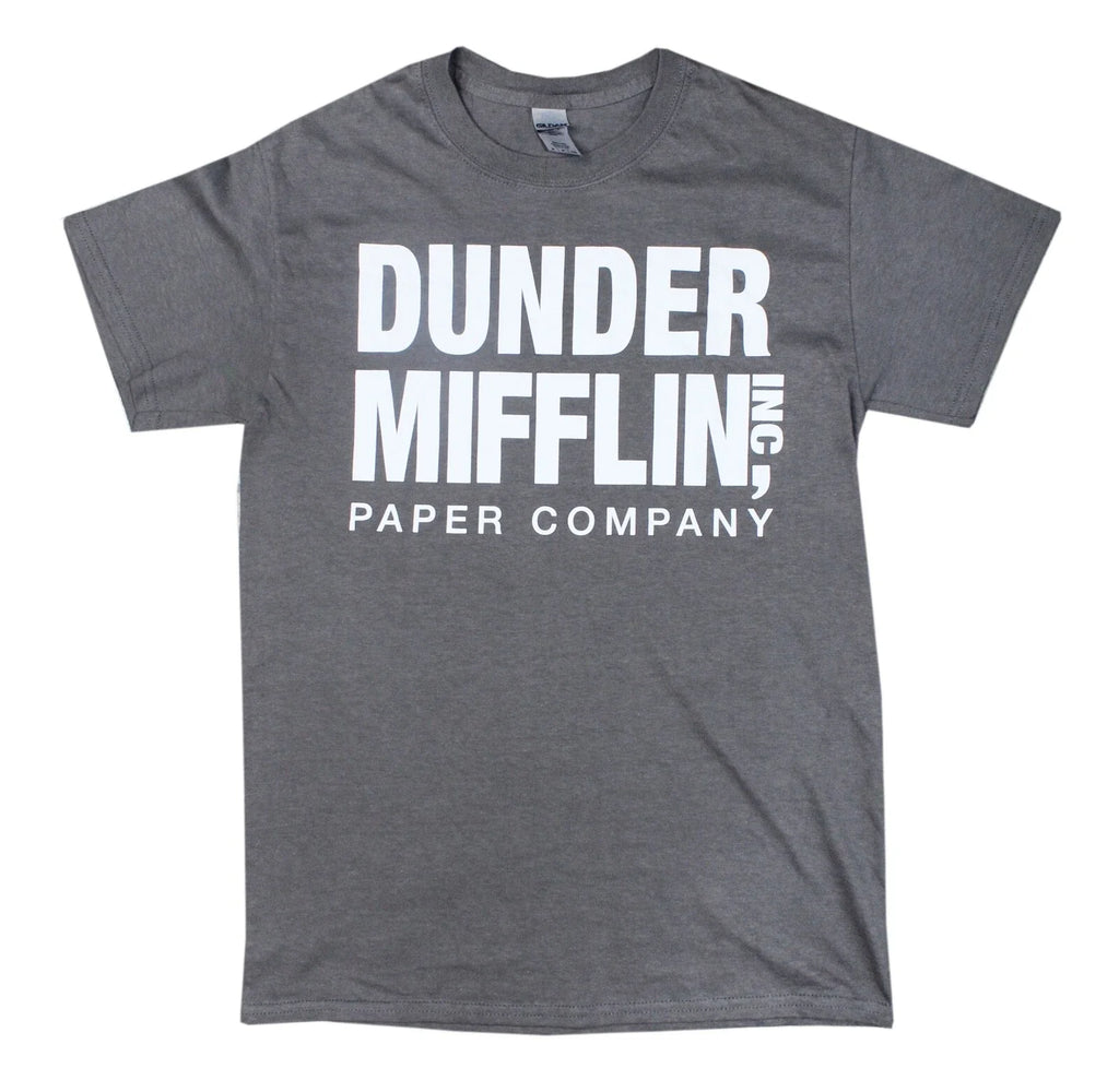 Men's THE OFFICE TV Show Dunder Mifflin Gray Graphic T-Shirt Size SMALL Comedy