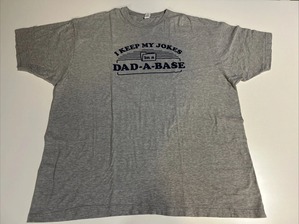 Tultex Men’s Grey T Shirt Dad Jokes Graphic Tee  Size XXXL