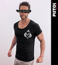 Pistol Boutique Men's Black Scoop Round Neck CHEST SKULL ACE OF SPADES T-shirt