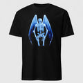 Blue Angel Skeleton Wings Gothic Graphic T-Shirt Dark Aesthetic Tee
