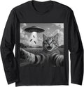 Alien Cat Selfie UFO Gifts - Funny Escape Humor Long Sleeve T-Shirt