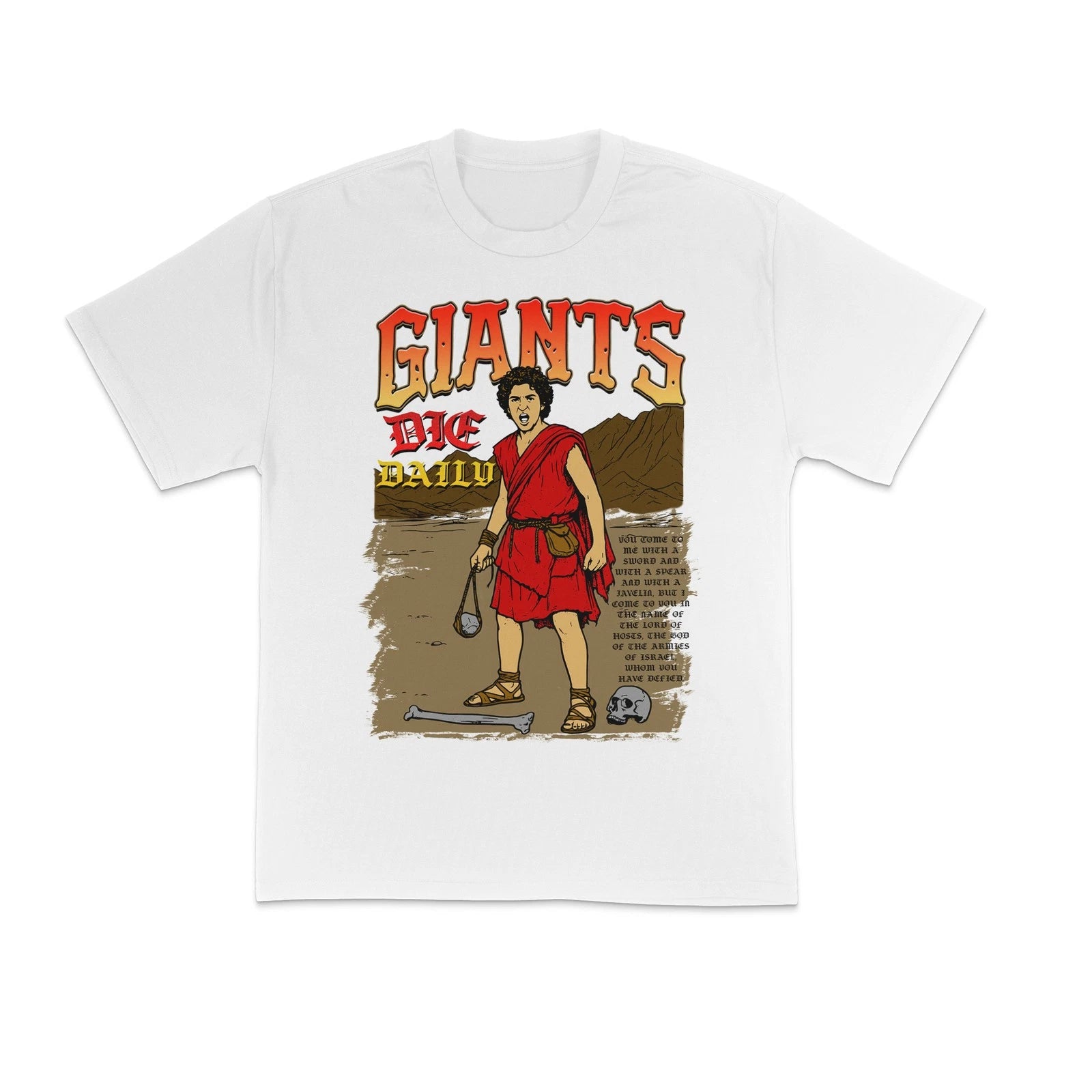 Giants Die Daily White Oversized Streetwear Urban Style Fashion Graphic Tee