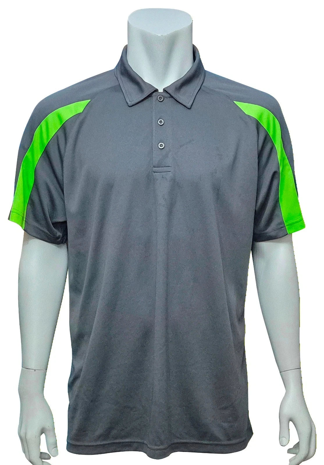 JUST COOL BY ALL WE DO IS Mens Lovely Grey Neon Green Polo Button Up Top UK XL