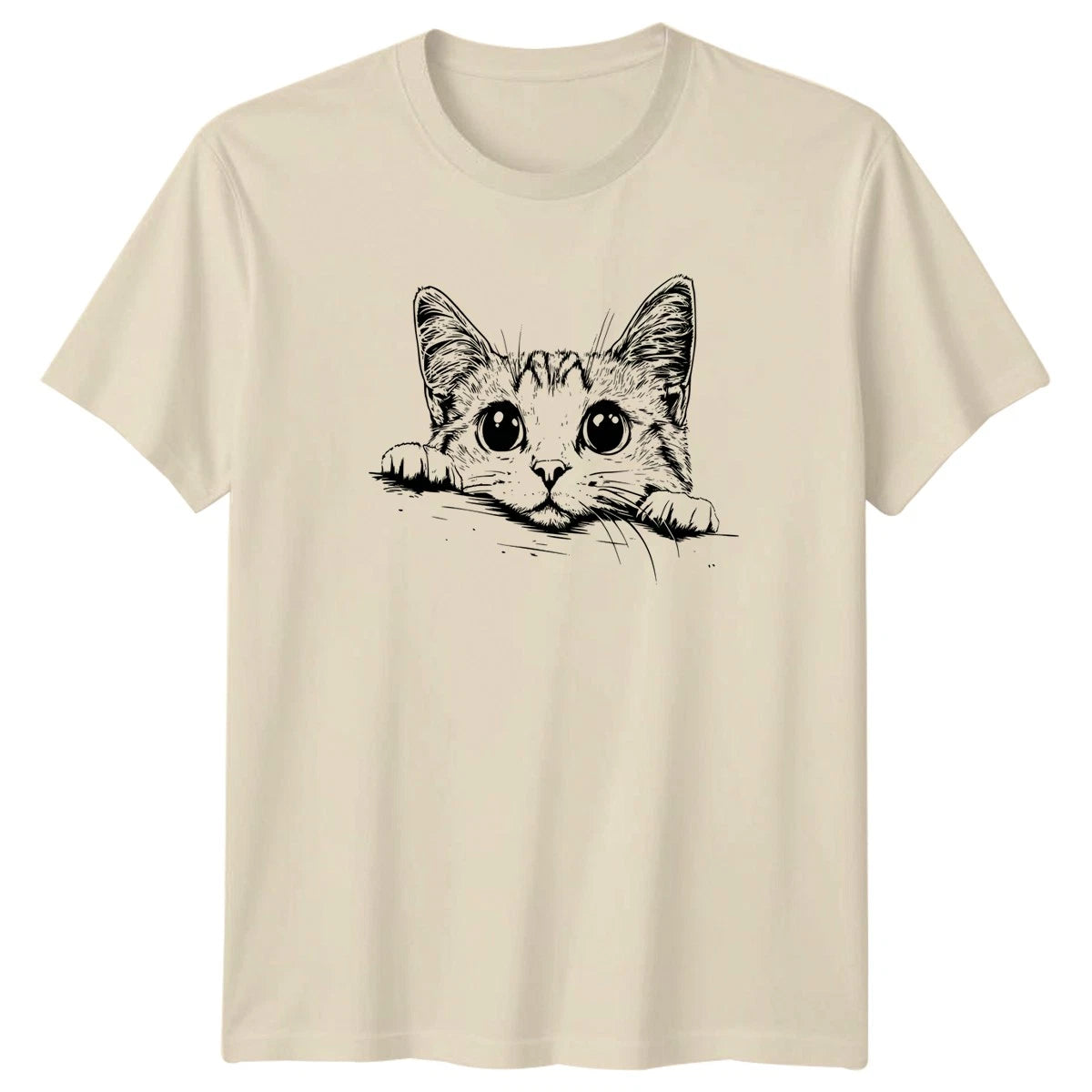 Peeking Cat Cute Kitten Animals Cats Graphic Mens T-Shirt Womens Tee Unisex Top