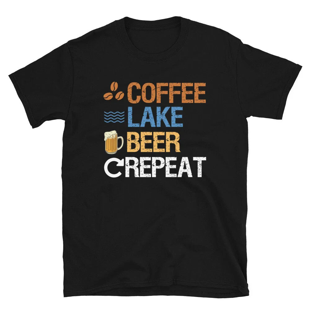 Coffee Lake Beer Repeat Funny Alcohol Beer Drinking Unisex T-Shirt