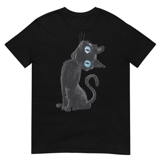 Black Cat Lazy Cute Meme Button Eyes Kitty Lovers T-Shirt