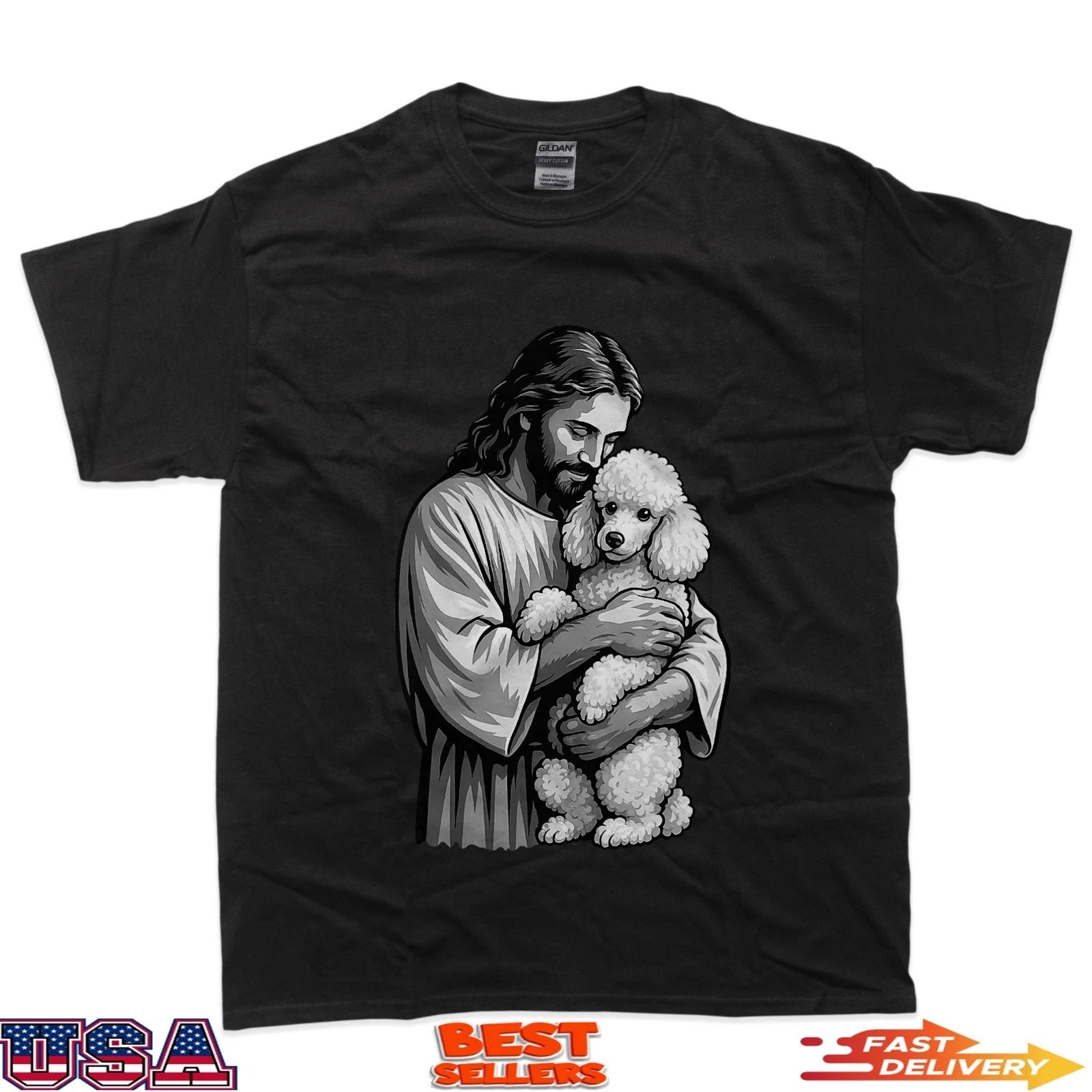 Poodle And Jesus Christian Faith Dog Lover T-Shirt