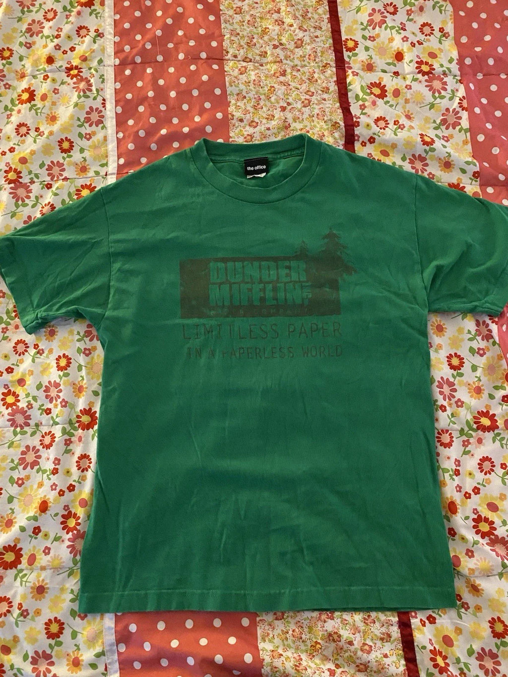 The Office Vintage Dundee Mifflin Inc Paper Company Graphic Green T-shirt Size M