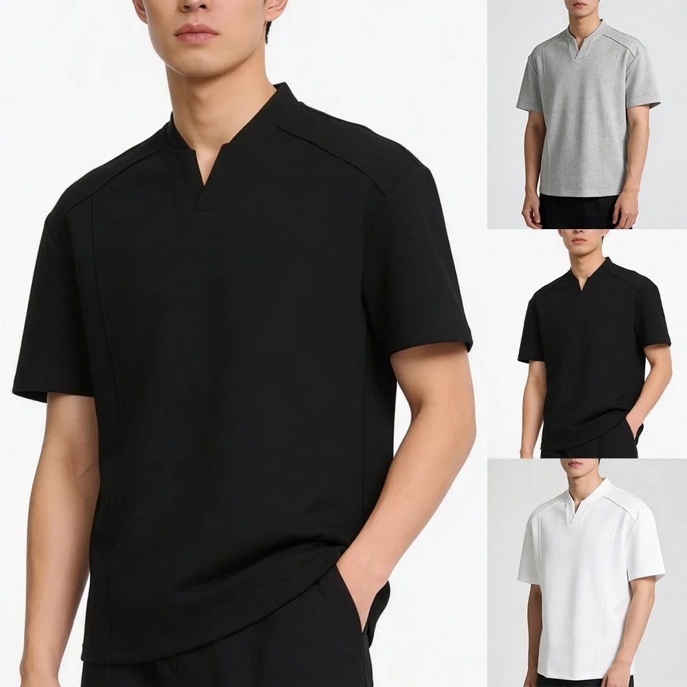 V Neck Athletic T Shirt for Men Made with 95% Polyester 5% Spandex Fabric