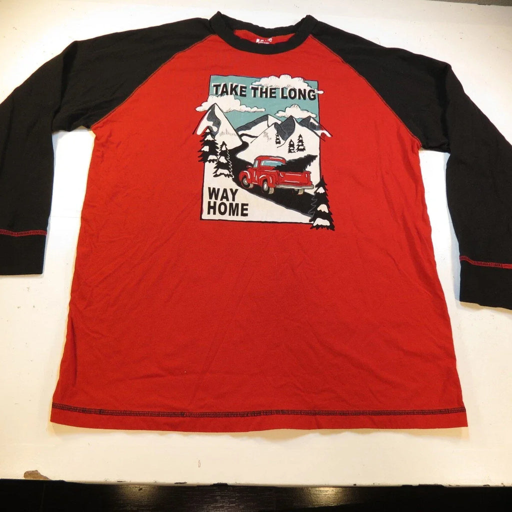 LAZY ONE TAKE THE LONG WAY HOME LONG SLEEVE TEE T SHIRT Mens M Red & Black
