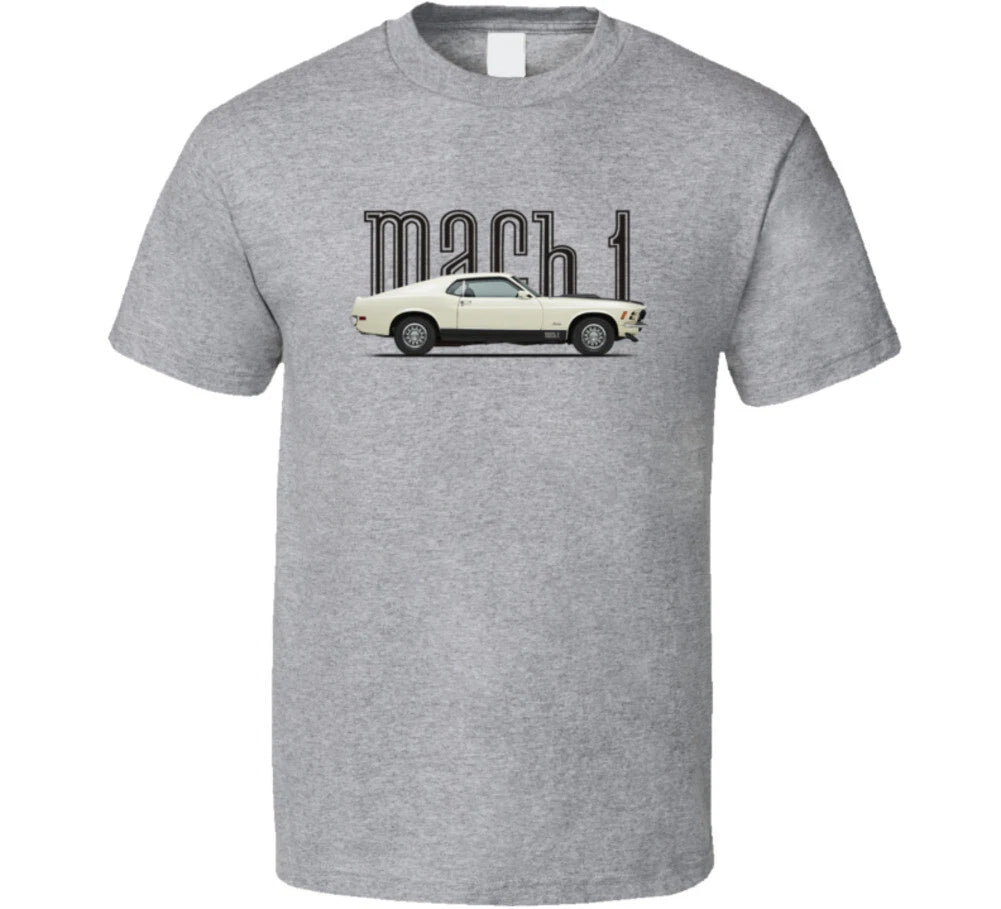 1970 Mach 1 Mustang White Musclecar Gift Pony  T Shirt