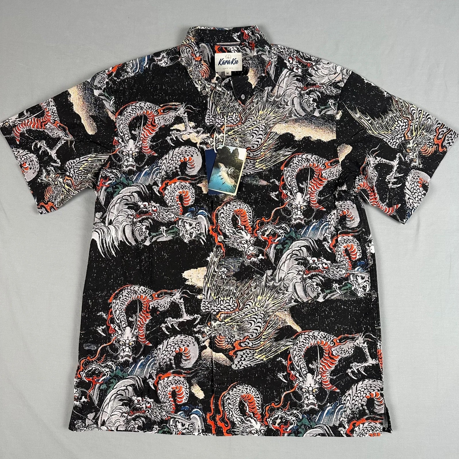KARAKU Utagawa Kuniyoshi Inspired Dragon Shirt Men's M Wearable Art 100% Cotton