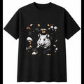 Graphic Hamster with Mushrooms Cute Mens T-Shirt Black 100% Cotton Kawaii Top