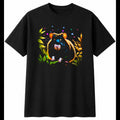 Botanical Syrian Hamster Neon Glow Cute Mens T-Shirt Black 100% Cotton Kawaii