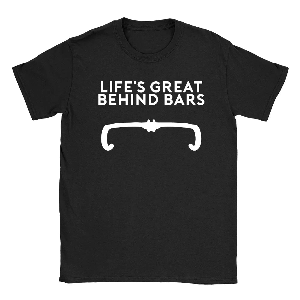 Behind Bars Mens T-Shirt Funny Joke Cycling Riding Dad Gift Present