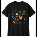 Colourful Kitten Shattered Cat Cute Mens T-Shirt Black 100% Cotton Kawaii
