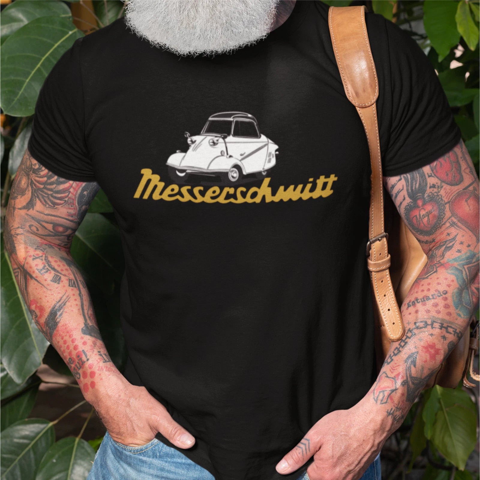 Classic Vintage Messerschmitt 1950's Bubble Car Logo & Image PREMIUM T-shirt