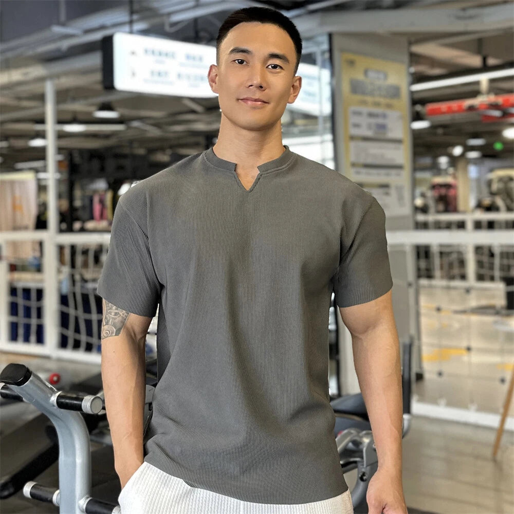 Men's Baggy Short Sleeve T-Shirt Classic Casual Slim V-Neck Shirts