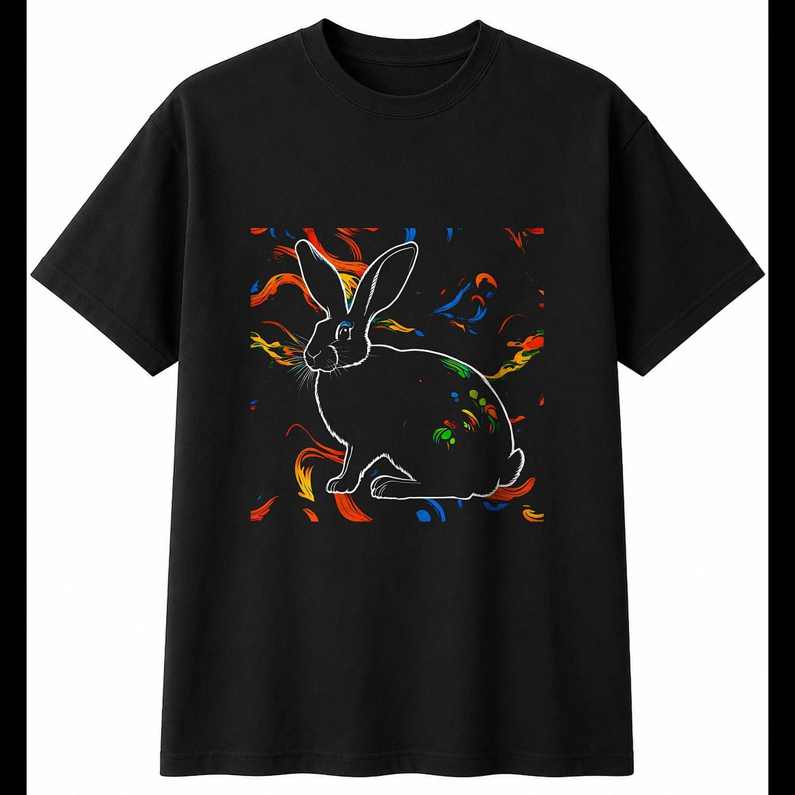 Psychedelic Flemish Giant Rabbit Portrait Mens T-Shirt Cute Kawaii Adorable Top