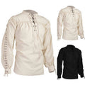 Men Renaissance Peasant Pirate Up Linen Tops Cosplay Costume Shirt Medieval Lace