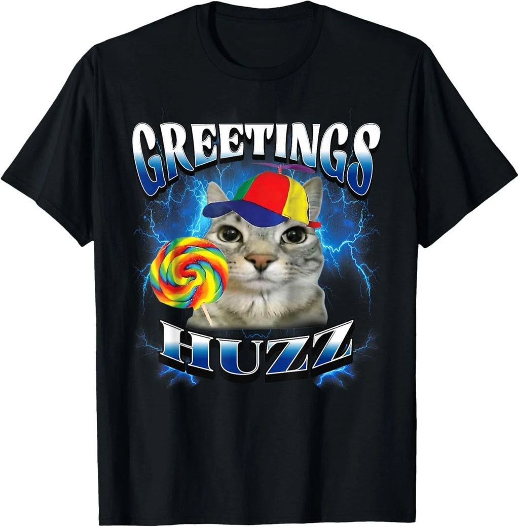 Greetings Huzz Funny Lollipop Cat Meme T-Shirt
