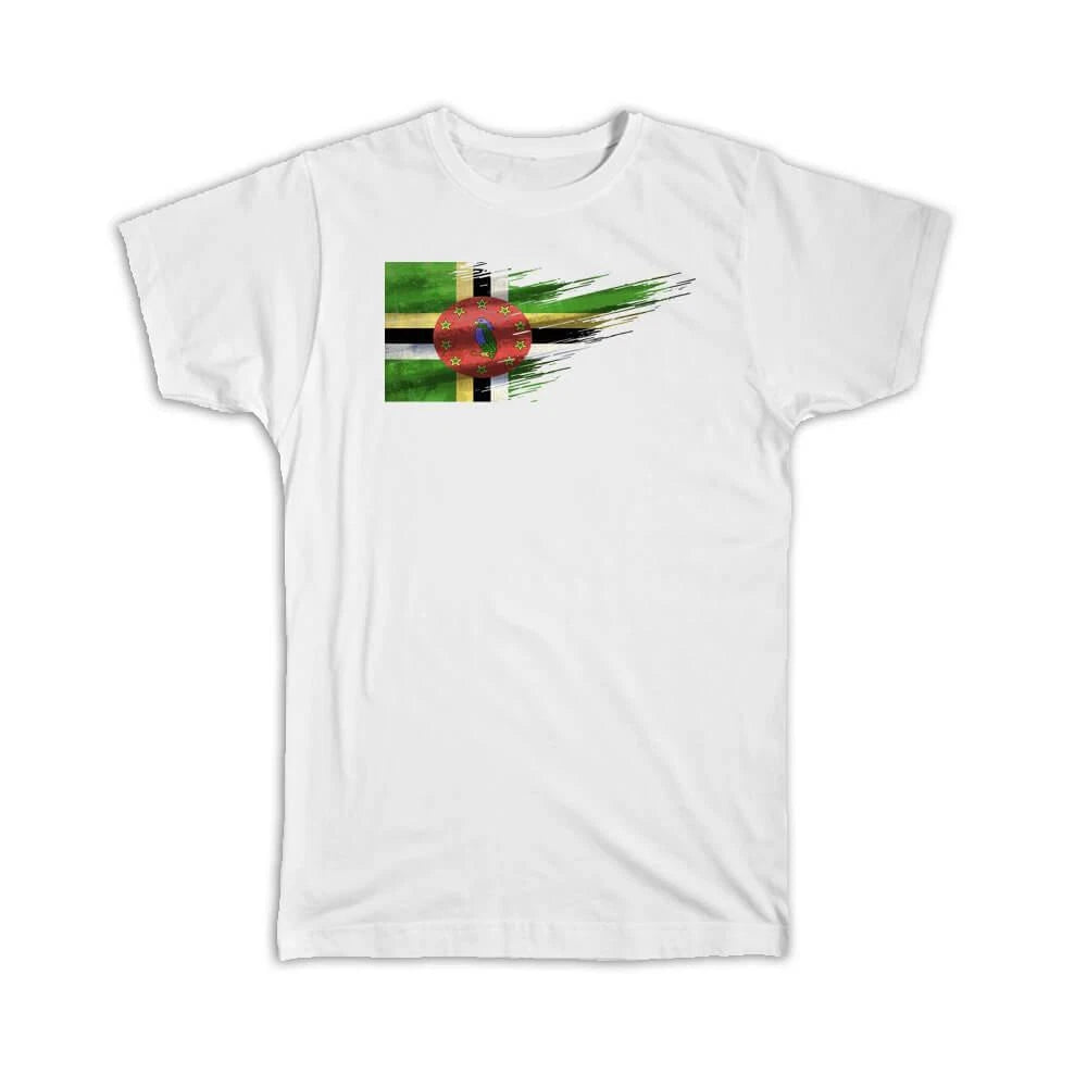 Gift T-Shirt : Dominica Flag Modern Country Expat