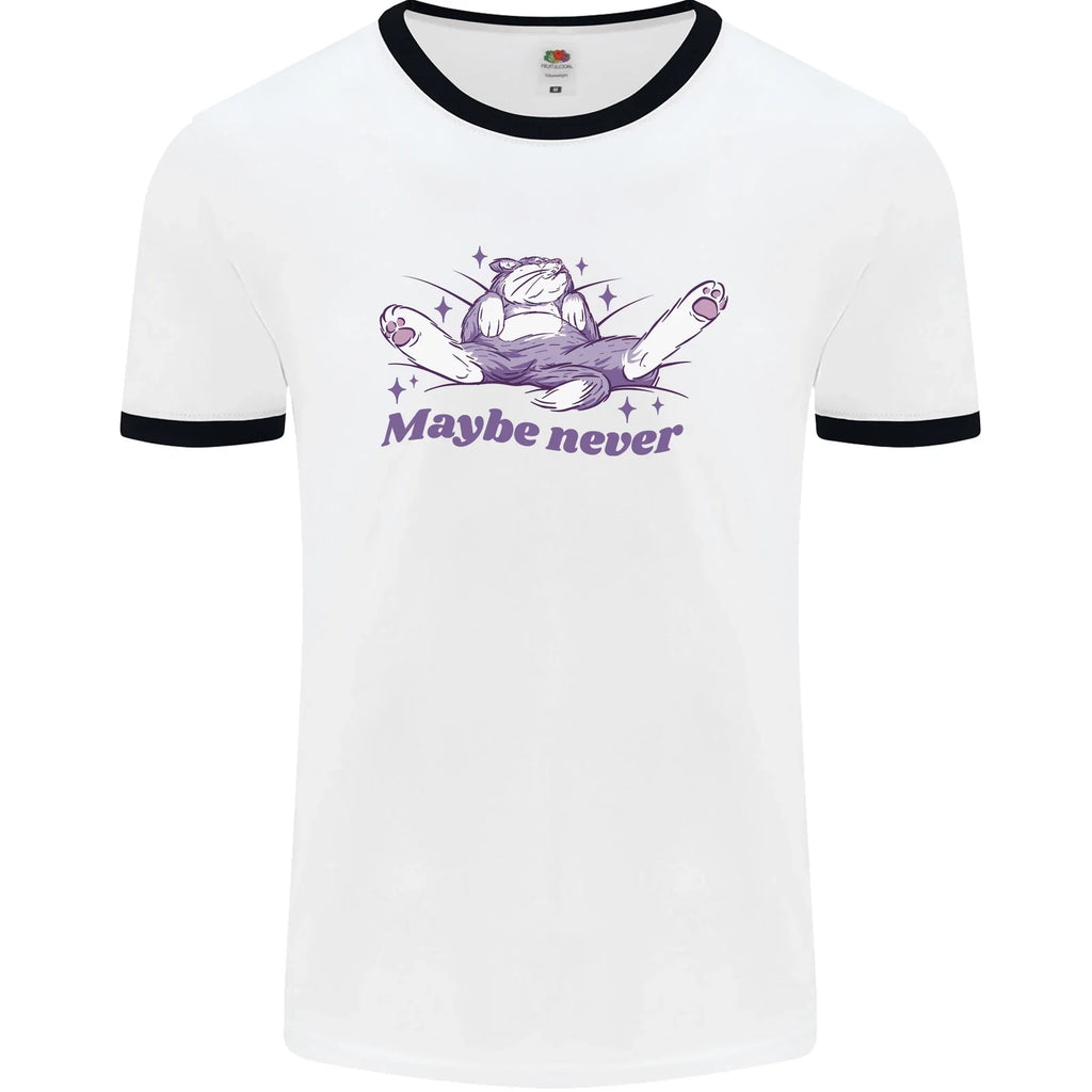 Maybe Never Lazy Cat Sleeping Mens Ringer T-Shirt