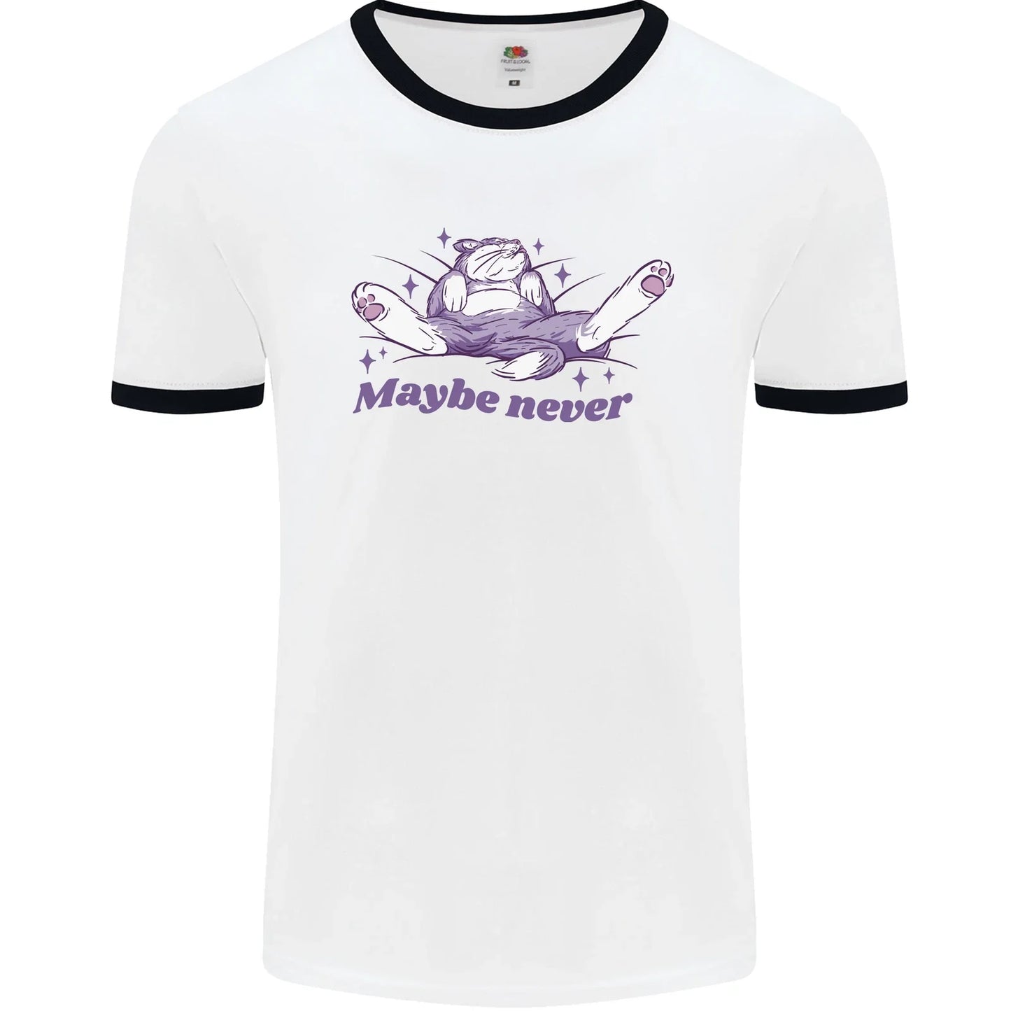 Maybe Never Lazy Cat Sleeping Mens Ringer T-Shirt