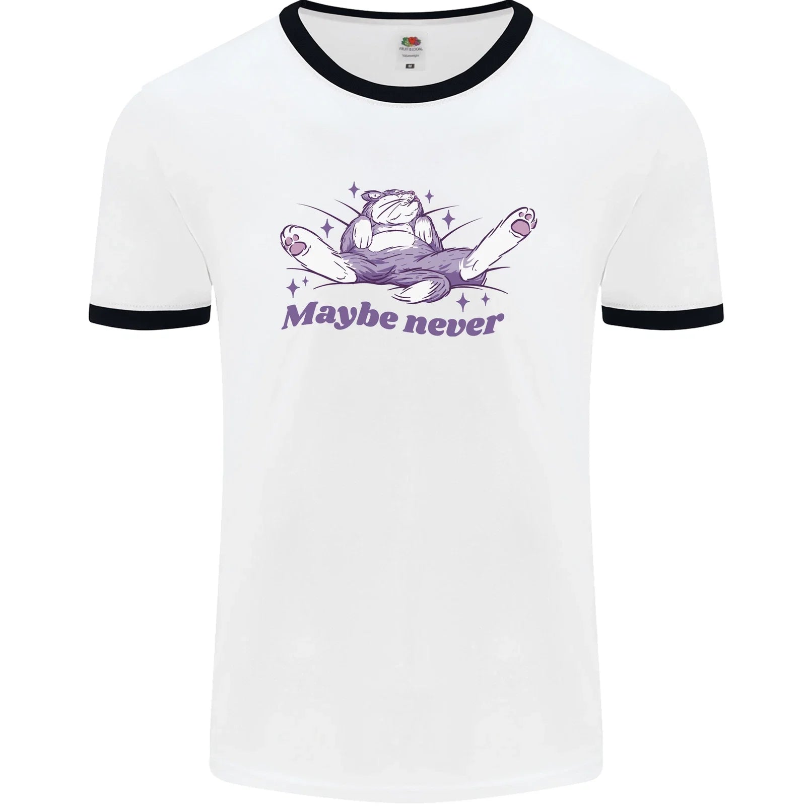 Maybe Never Lazy Cat Sleeping Mens Ringer T-Shirt