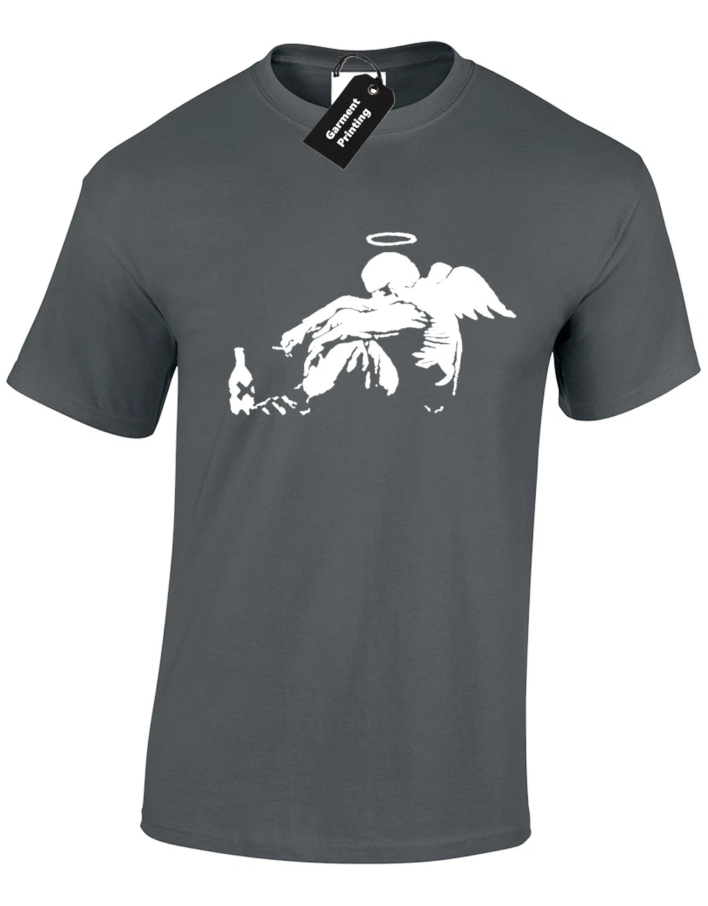DRUNKEN ANGEL BANKSY MENS T SHIRT COOL GRAFFITI ARTIST URBAN ART FASHION TOP