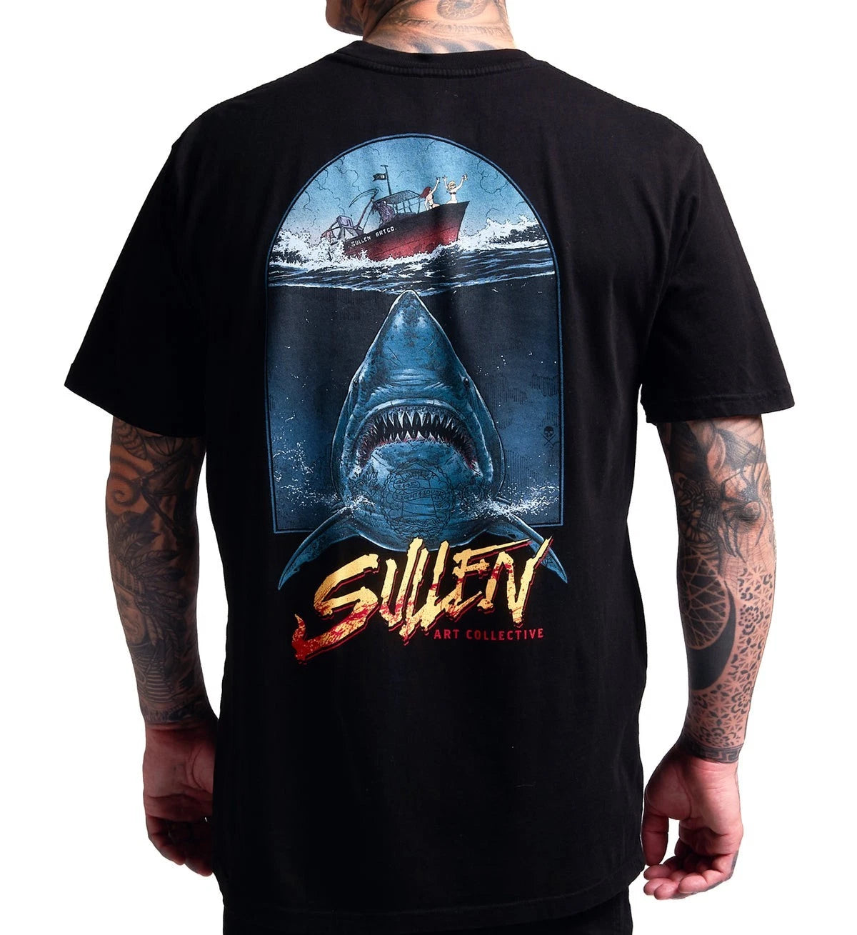 Sullen Shark Attack Black Premium T Shirt UK M-3XL UK No Duty