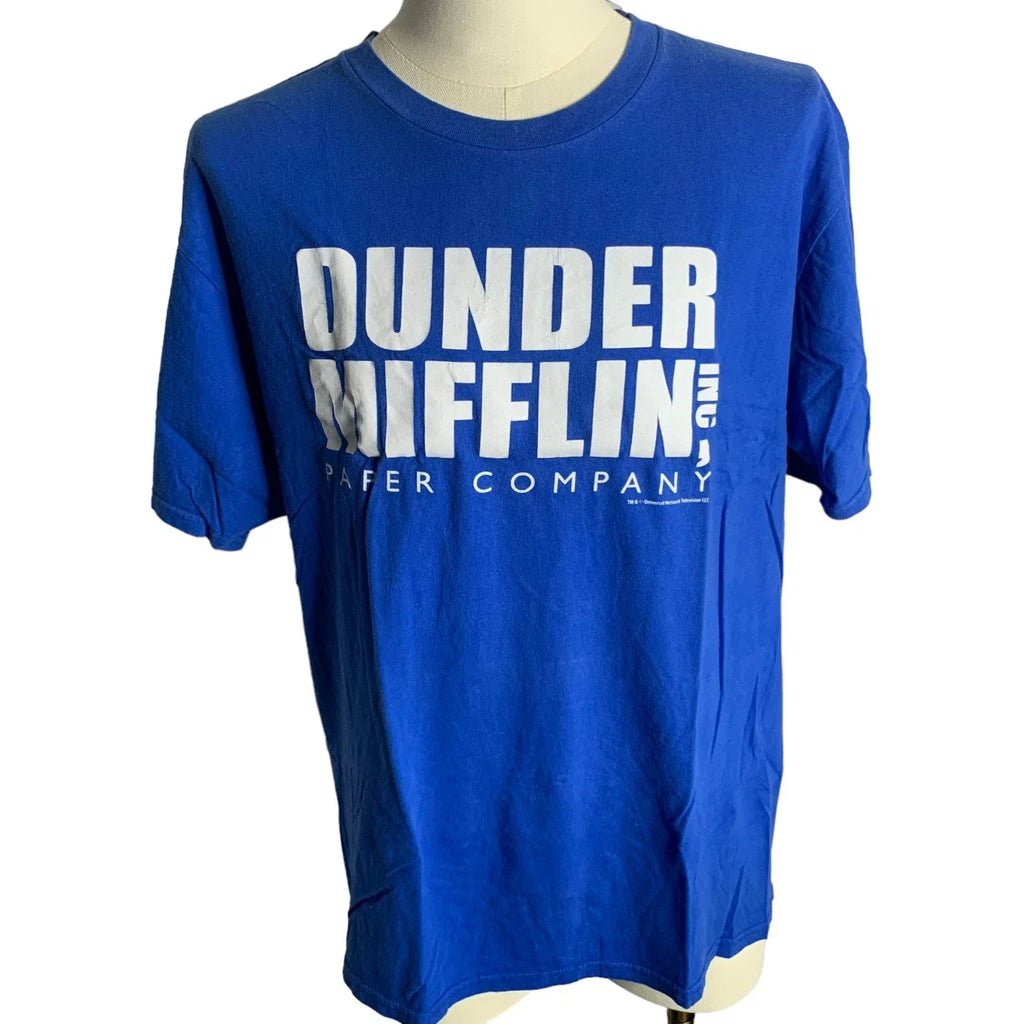 Office Dunder Mifflin Crewneck T Shirt XL Blue Short Sleeve Comedy Television